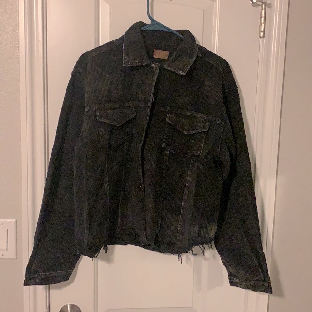 Crop dark grey corduroy jacket